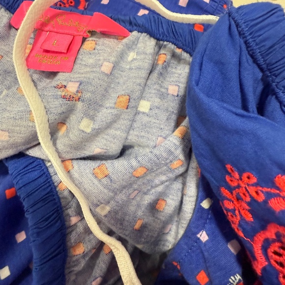 EUC Lilly Pulitzer Kalama Off the Shoulder Blue Borealis Squared Dress Size Lg - Picture 2 of 7